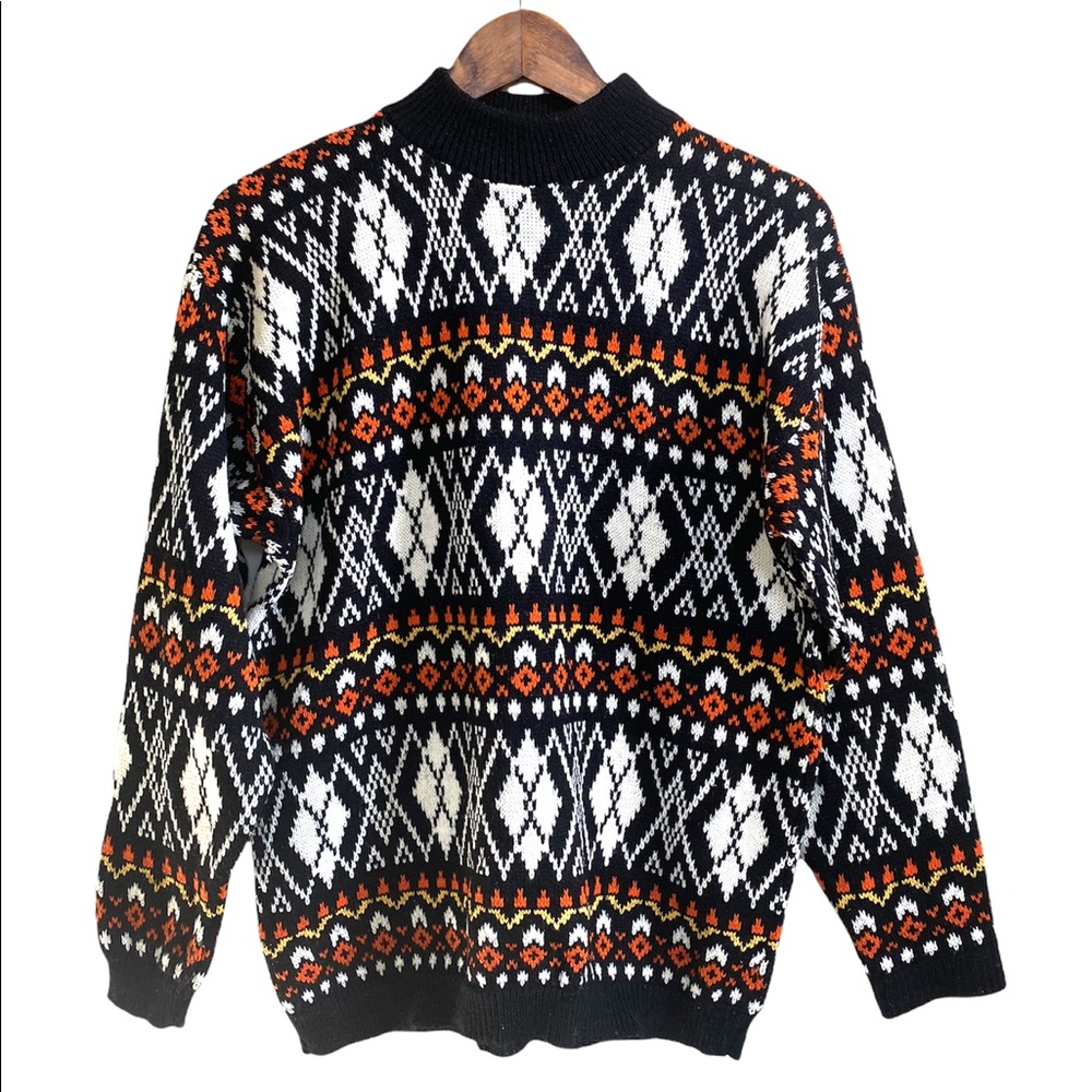 Vintage Black Orange Yellow Knit Argile Sweater